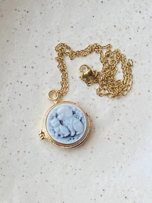 Handmade cute cat & dog antique boho retro vintage style necklace🐈🦮💙 thumbnail 4