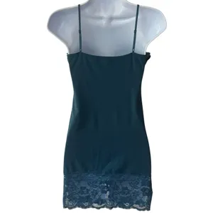 Y2K Wet Seal Lace Trim Tank Camisole Turquoise Feminine Dainty Summer Festival M thumbnail 5