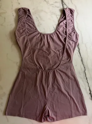 Free People Intimately Cotton Low Back Romper Purple Gray thumbnail 4