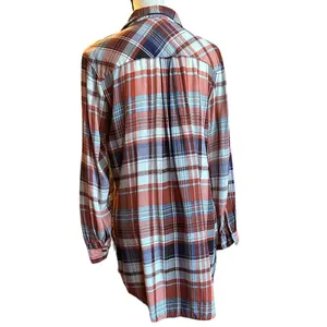 Entro‎ Orange Plaid Button Down Shirt Sz M thumbnail 3