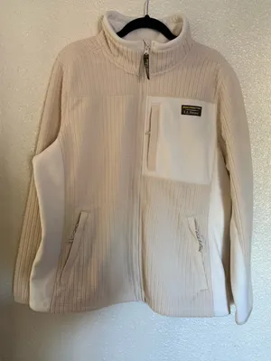 L.L. Bean Mountain Classic Windproof cream Fleece full zip up Jacket size XL thumbnail 5