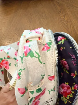 Betsey Johnson Floral Mini Backpack White Pink Roses Bow Purse thumbnail 16