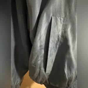 EUC FUDA International Blue 100 % silk bomber jacket size medium thumbnail 4