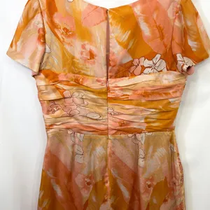 Talbots Size 12P Silk Dress Orange Ruched‎ Formal Spring Easter Church 1121 thumbnail 7