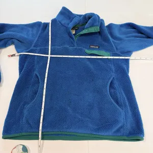 Patagonia Blue Re-Tool Snap-T Pullover Pockets Fuzzy Jacket Women's SMALL thumbnail 6