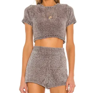 Majorelle REVOLVE Denitza Shorts Chenille High Rise Waisted Fawn Taupe Large thumbnail 2