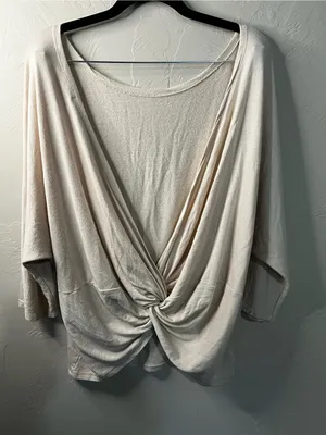 ThirdLove Slouchy Twist Back Cream Modal Oversized Soft Sweater Top XL thumbnail 6