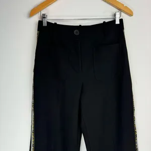 Zara Wide Leg Side Tape Stripe Pants Trouser Sz Medium Black thumbnail 5