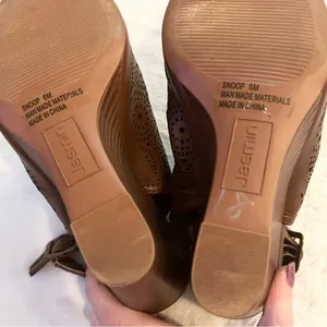 Jasmin Brown Faux Leather Cut Out Ankle Strap Wedges Size 6 thumbnail 12