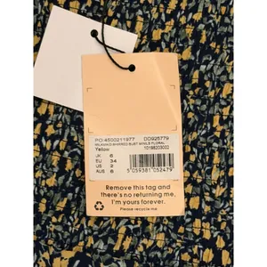 Missguided‎ Milkmaid Shirred Bust Mini Floral Dress Yellow Navy SZ 2 Cottagecore thumbnail 3