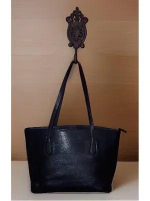 Women's Kate Spade Black Leather Tote Bag Large Double Handle thumbnail 2