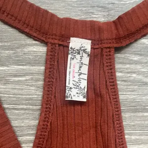 Free People Orange Brown Ribbed Sleeveless Racerback Bodysuit Size M Fall Trendy thumbnail 3