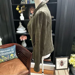 Lulus Green Faux Leather Velvet Moto Jacket Size M thumbnail 7