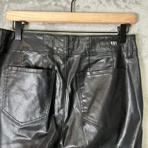 Kut From The Kloth‎ Reese Ankle Straight Leg Zipper Black Faux Leather Pants 6L thumbnail 4