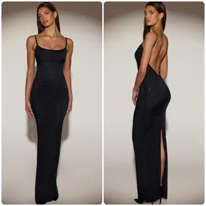 Oh Polly Celandine Sheer Embellished Backless Maxi Dress in Black size 4 New thumbnail 2