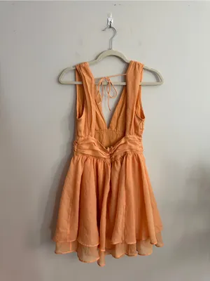Abercrombie & Fitch Orange Sleeveless V-Neck Plunge Mini Dress SIZE S thumbnail 9