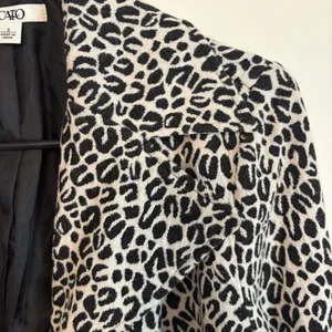 Cato Jacket Small Black White Leopard Print Button‎ Tie Waist Long Sleeve Knit thumbnail 5