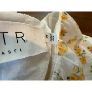 ASTR The Label Floral Blouse M White Yellow Cottagecore Boho Romantic Prairie thumbnail 9