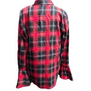 Beach lunch lounge Plaid ladies Shirt - Red and Black buffalo plaid thumbnail 9