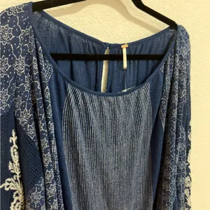 Free People Indigo Dreams Oversized Tunic Top Navy Blue Small NEW Boho Chic thumbnail 9