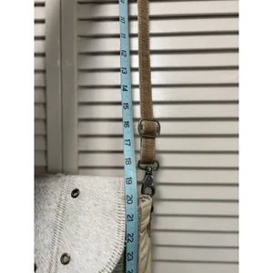 Myra Hair On Cowhide Leather Canvas Paisley Shoulder‎ Bag Boho Gray/Tan thumbnail 3