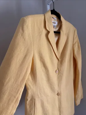Talbots Butter Yellow Women’s Irish Linen Blazer Classic Tailored Jacket Sz 12 thumbnail 4