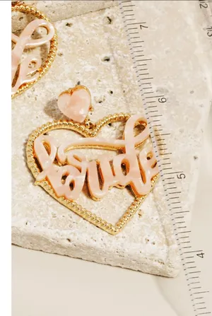 NWT Heart BRIDE Earrings Bridal Pink thumbnail 2