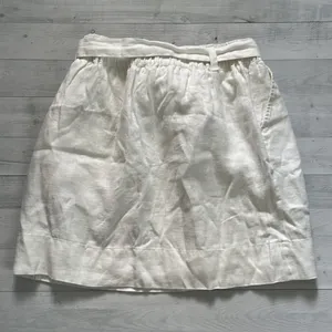 LOFT 100% Linen White High Waist Belted Skirt Size L thumbnail 5