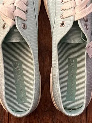 American Eagle Light Blue Canvas Lace-Up Sneakers thumbnail 8