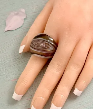 Murano Glass Ring, Size 7 (121) Brown thumbnail 1