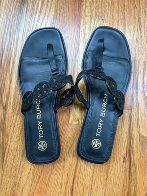 Tory Burch Tiny Miller Thong Sandals Perfect Black Women's SZ 8 thumbnail 2