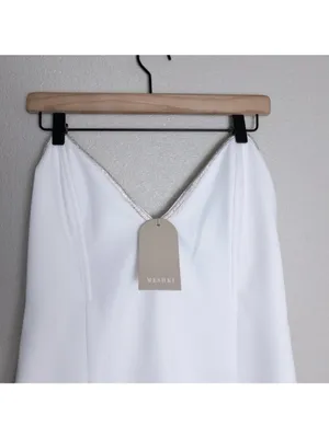 NWT Meshki Suiting Mini Dress XL White Diamante Rope Crystal Trim Strapless thumbnail 8