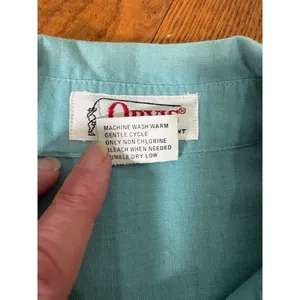 Vintage Orvis Short Sleeve Linen Cotton Blend Button Front Shirt Teal Blue Sz 6‎ thumbnail 5