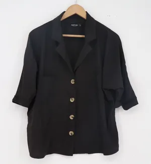 Nasty Gal Button-down Womens 6 Collection Black Short Sleeve Pocket Excellent thumbnail 1