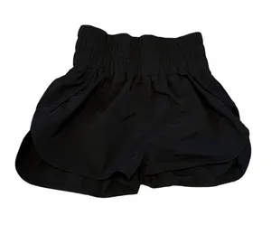 Zenana Outfitters Black Elastic-Waist Athletic Ruffle Shorts thumbnail 1