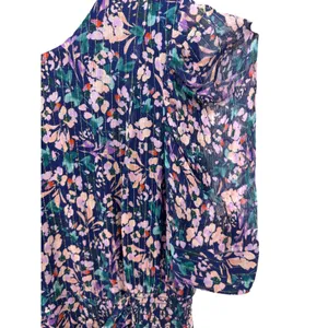 Shoshanna Floral Print Mini Dress Short Sleeve Tie Waist Purple Blue Size 14‎ thumbnail 5