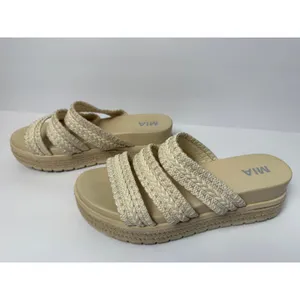 MIA Womens Platform‎ Slide Sandals Braided Straps Beige Espadrille Size 9 thumbnail 3