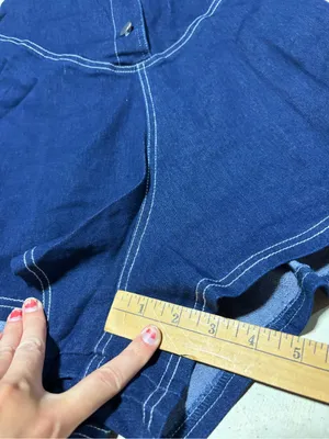 Selfie Leslie NWT Glowing halter neck Dark Blue Denim Romper XS MSRP$90 thumbnail 4