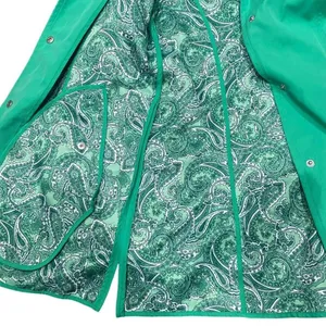 Dennis Basso Women's Sz XXS Water Resistant Button‎ Front Jacket Green Paisley thumbnail 3