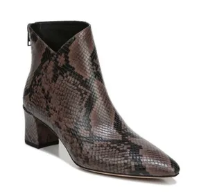 Vince Brown Snakeskin-Print Leather Ankle Boot Size 6.5 thumbnail 1