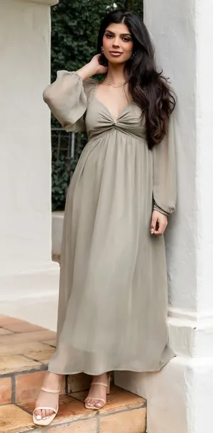 Baltic born Dione midi dress dusty Olive green size medium‎ nwt wedding event thumbnail 1
