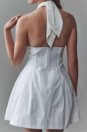 BHLDN Halter pearl embellished mini dress thumbnail 2