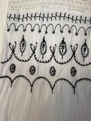 VTG Uluwatu Bali Handmade Lace Embroidered Halter Maxi Dres Size S Boho thumbnail 8