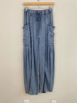 Oli & Hali Chambray Wide Leg Pull On Relaxed Pants Size Small thumbnail 2