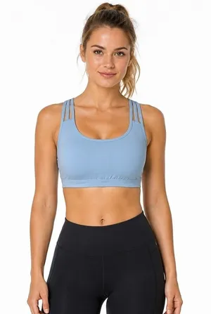Athleta Sports Bra Women Small Blue Strappy Lattice Back Yoga Running Athleisure thumbnail 1