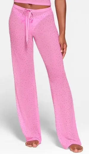 Skims NWT Mesh Rhinestone Swim Cover Up Pants Taffy Pink Size 3X thumbnail 1