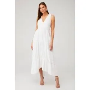 NWT MISA Los Angeles Ksenia Eyelet Maxi Dress White Size M thumbnail 8