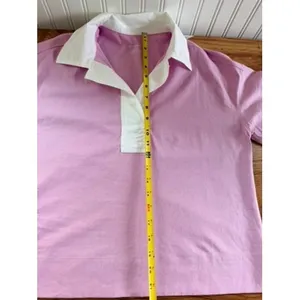 Everlane Organic Cotton Retro Polo Shirt Pink White Small Preppy Summer Fun thumbnail 6