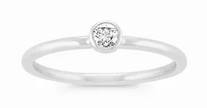 14K White Gold Diamond Stacking Ring Size 6 thumbnail 1