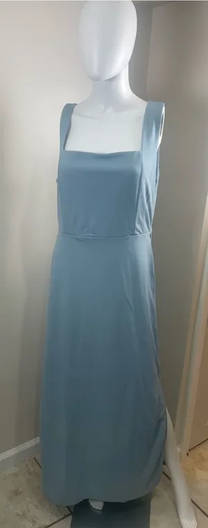 Cupshe Dusty Blue Square Neck Maxi Dress thumbnail 1